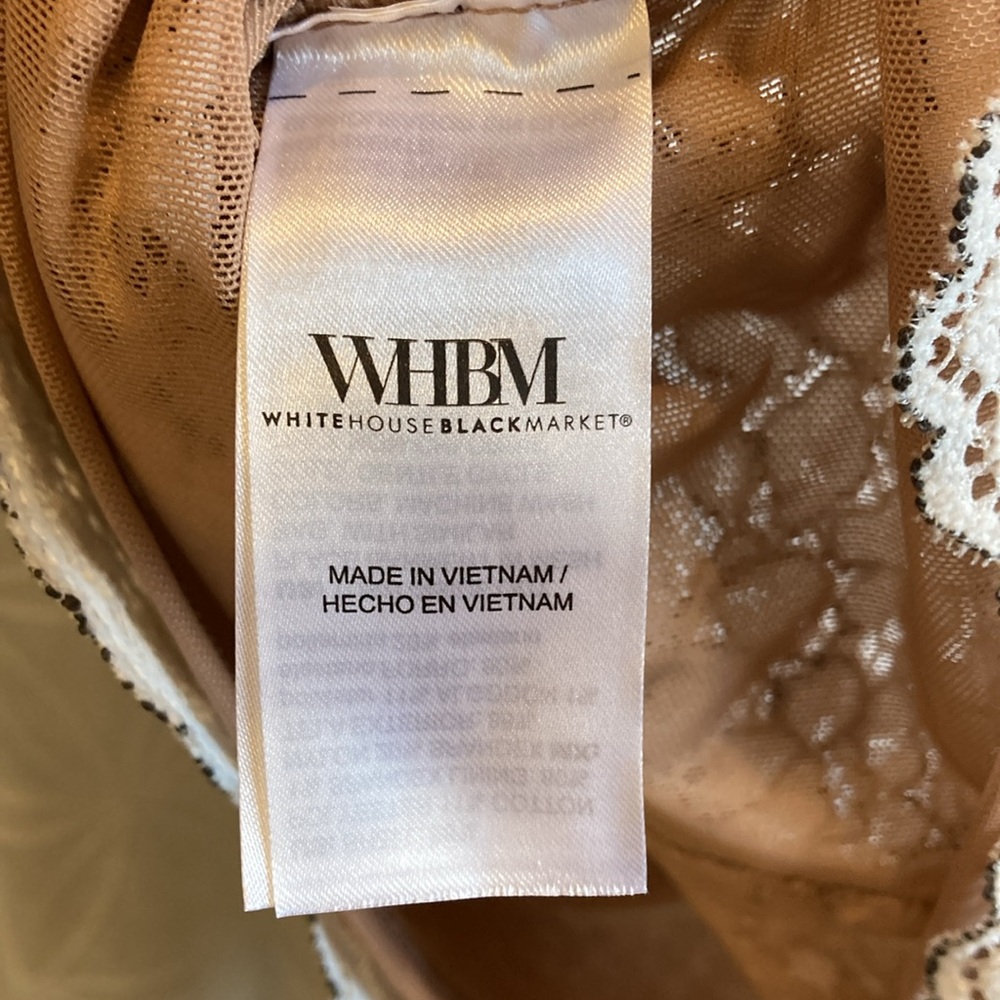 Sleeveless Lace Overlay High-Neck Top - White & Brown - Picture 6 of 13